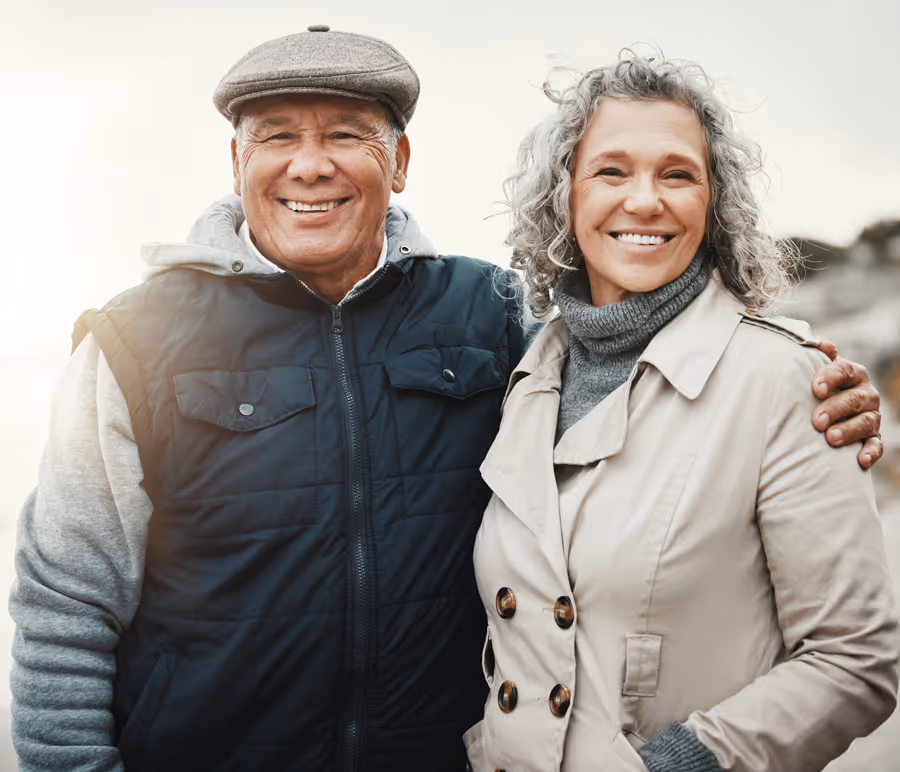 Smiling senior couple outdoors